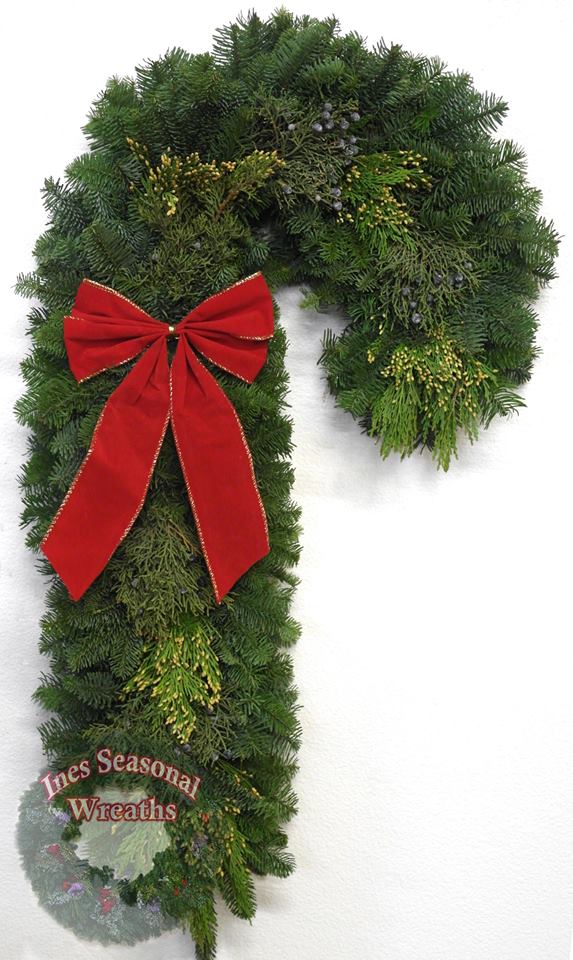Candy Cane Mixed Wreath w/Bow